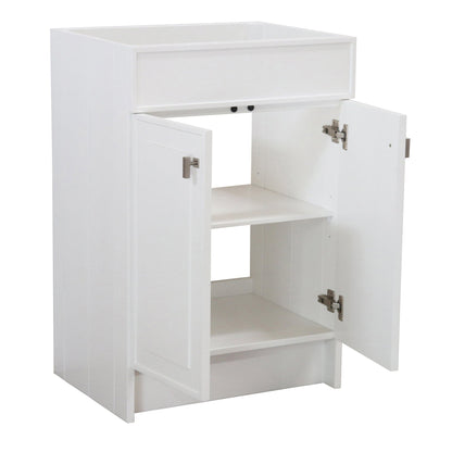 23 in. Single Sink Foldable Vanity Cabinet only, White Finish, Brushed Nickel  hardware finish open