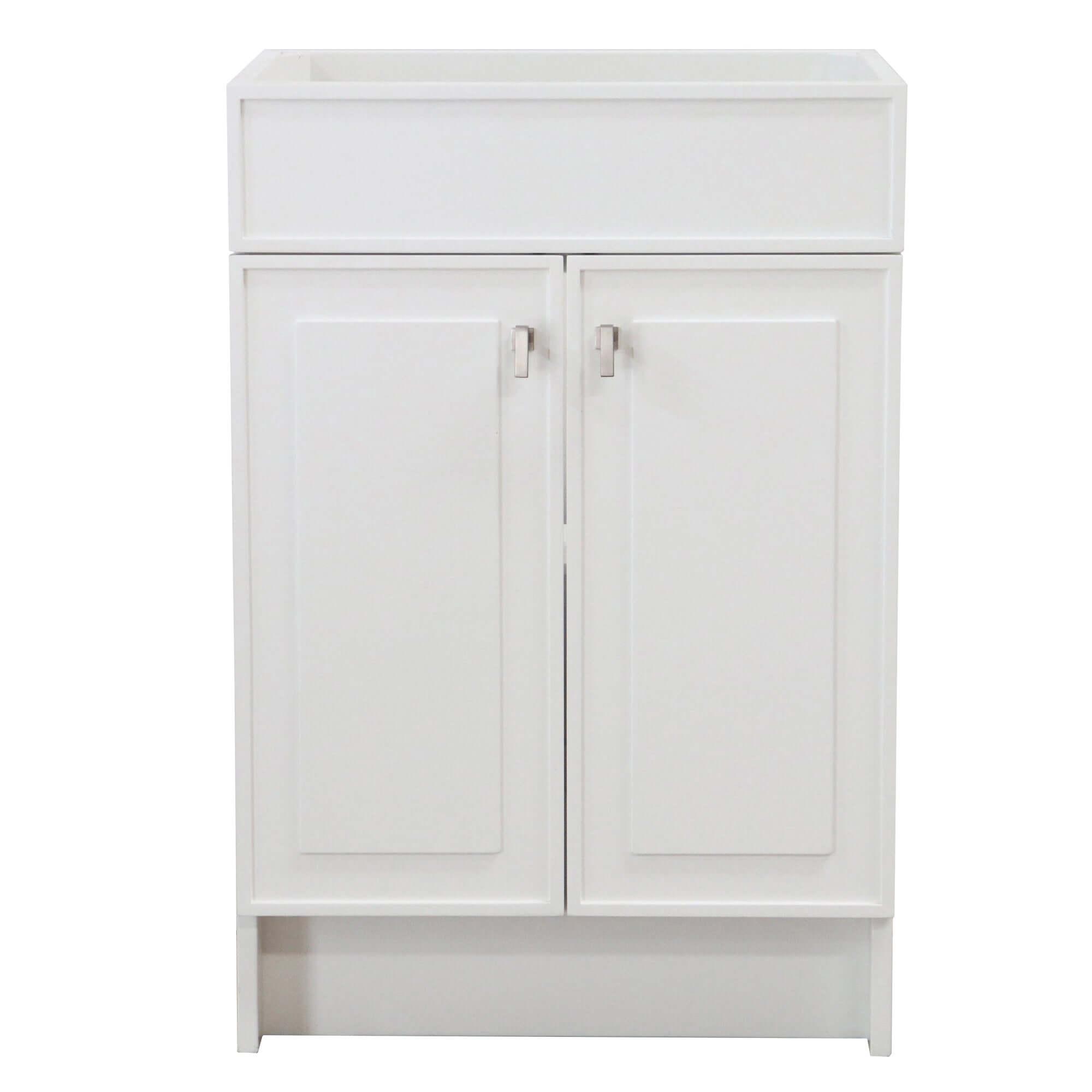 23 in. Single Sink Foldable Vanity Cabinet only, White Finish, Brushed Nickel  hardware finish