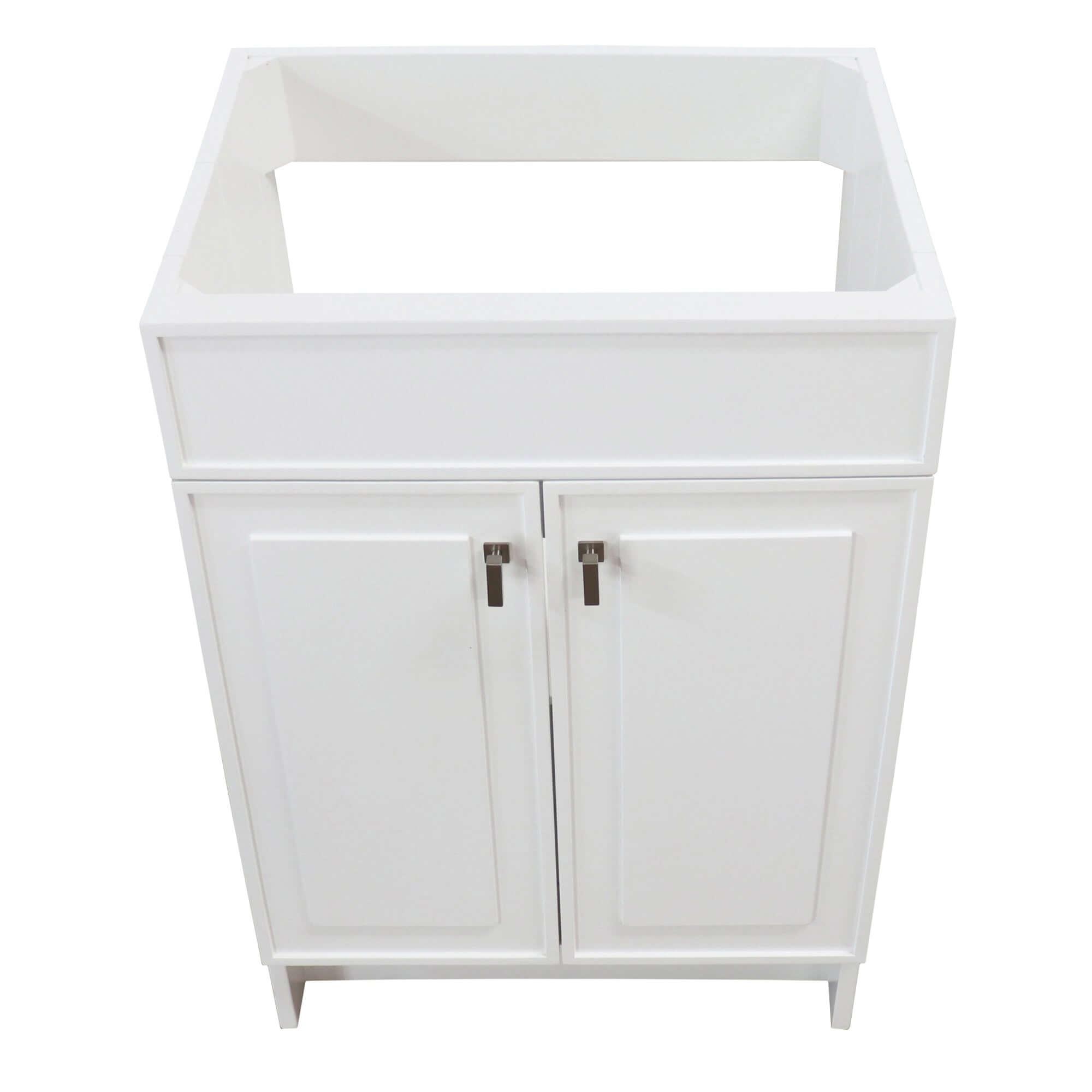 23 in. Single Sink Foldable Vanity Cabinet only, White Finish, Brushed Nickel  hardware finish