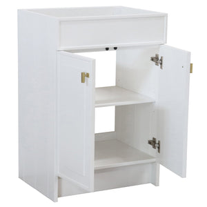 23 in. Single Sink Foldable Vanity Cabinet only, White Finish, Brushed Gold hardware finish open