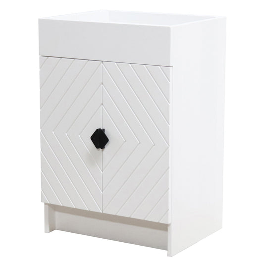 White 23 in. Single Sink Foldable Vanity Cabinet only, Matte Black Hardware Finish