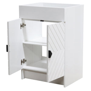 White 23 in. Single Sink Foldable Vanity Cabinet only, Matte Black Hardware Finish open