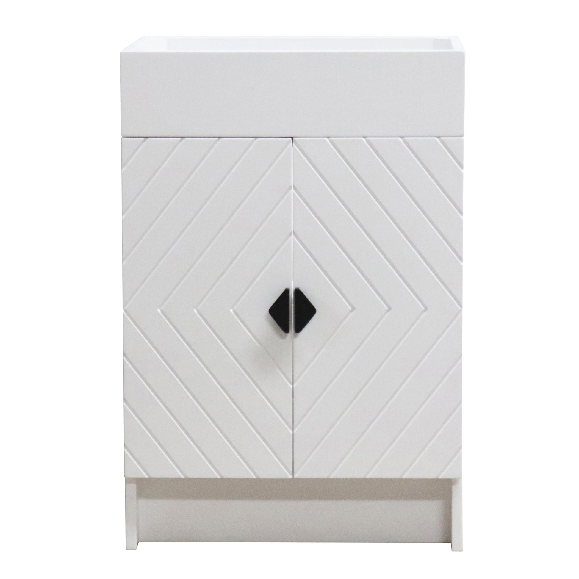 White 23 in. Single Sink Foldable Vanity Cabinet only, Matte Black Hardware Finish