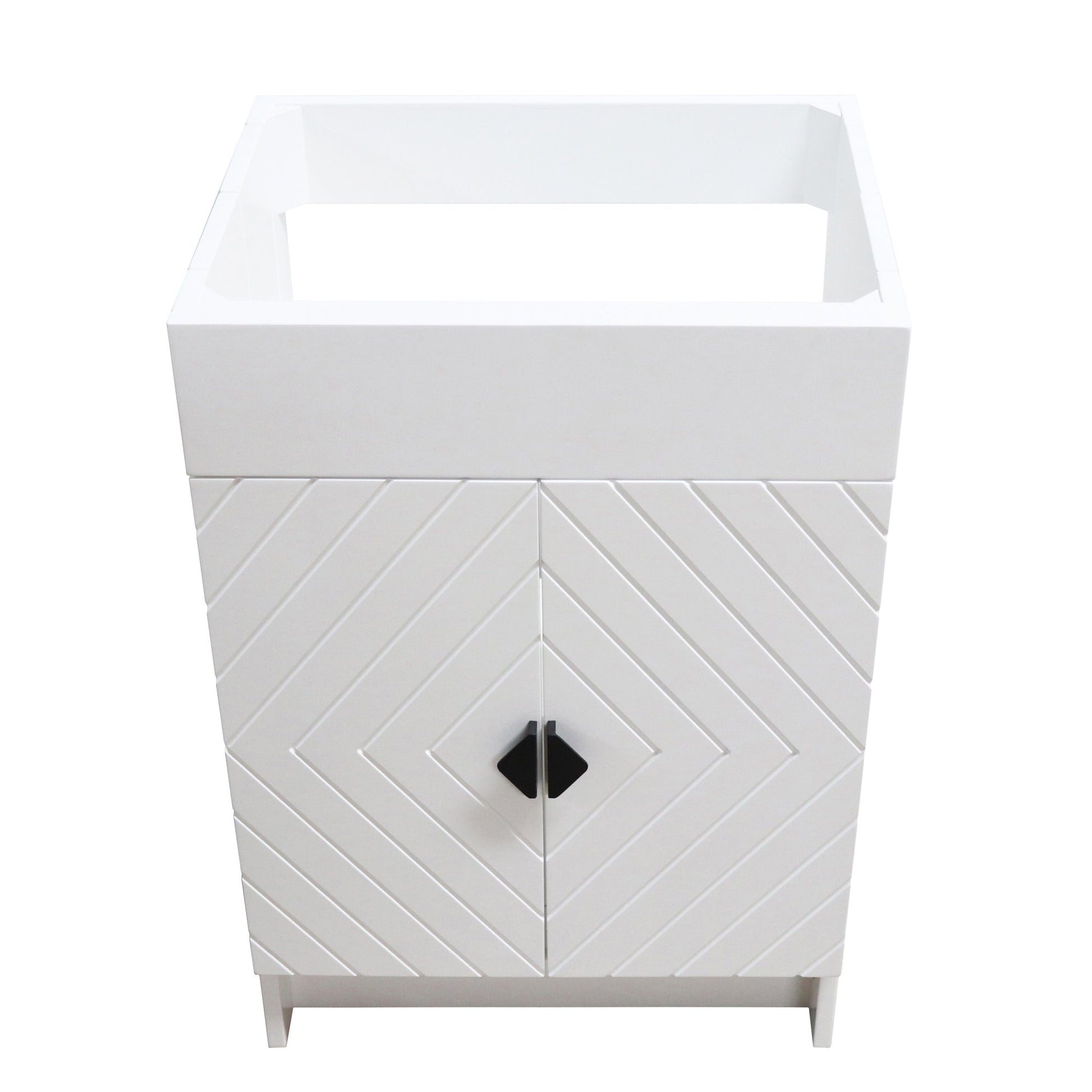 White 23 in. Single Sink Foldable Vanity Cabinet only, Matte Black Hardware Finish