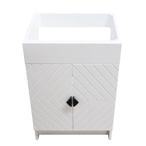 White 23 in. Single Sink Foldable Vanity Cabinet only, Matte Black Hardware Finish