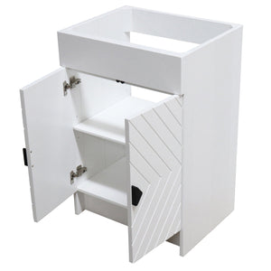 White 23 in. Single Sink Foldable Vanity Cabinet only, Matte Black Hardware Finish open