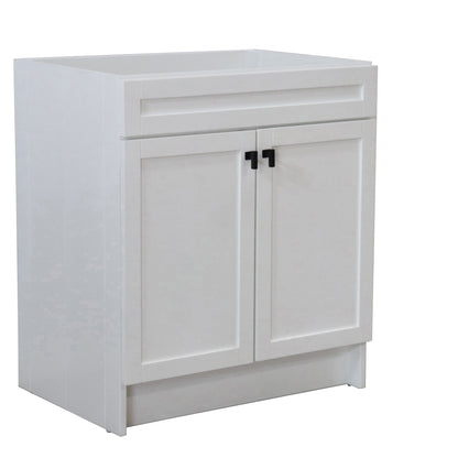 30 in. Single Sink Foldable Vanity Cabinet, White Finish, Matte Black hardware