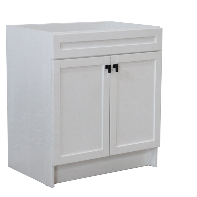 30 in. Single Sink Foldable Vanity Cabinet, White Finish, Matte Black hardware