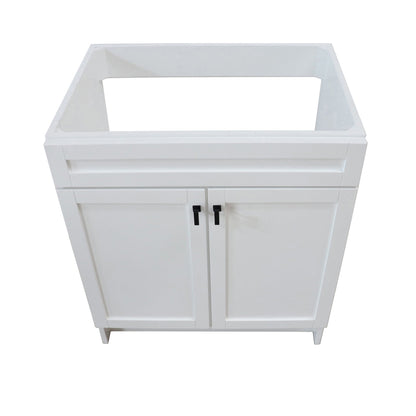 30 in. Single Sink Foldable Vanity Cabinet, White Finish, Matte Black hardware, 