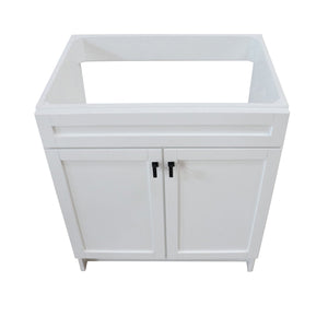 30 in. Single Sink Foldable Vanity Cabinet, White Finish, Matte Black hardware, 