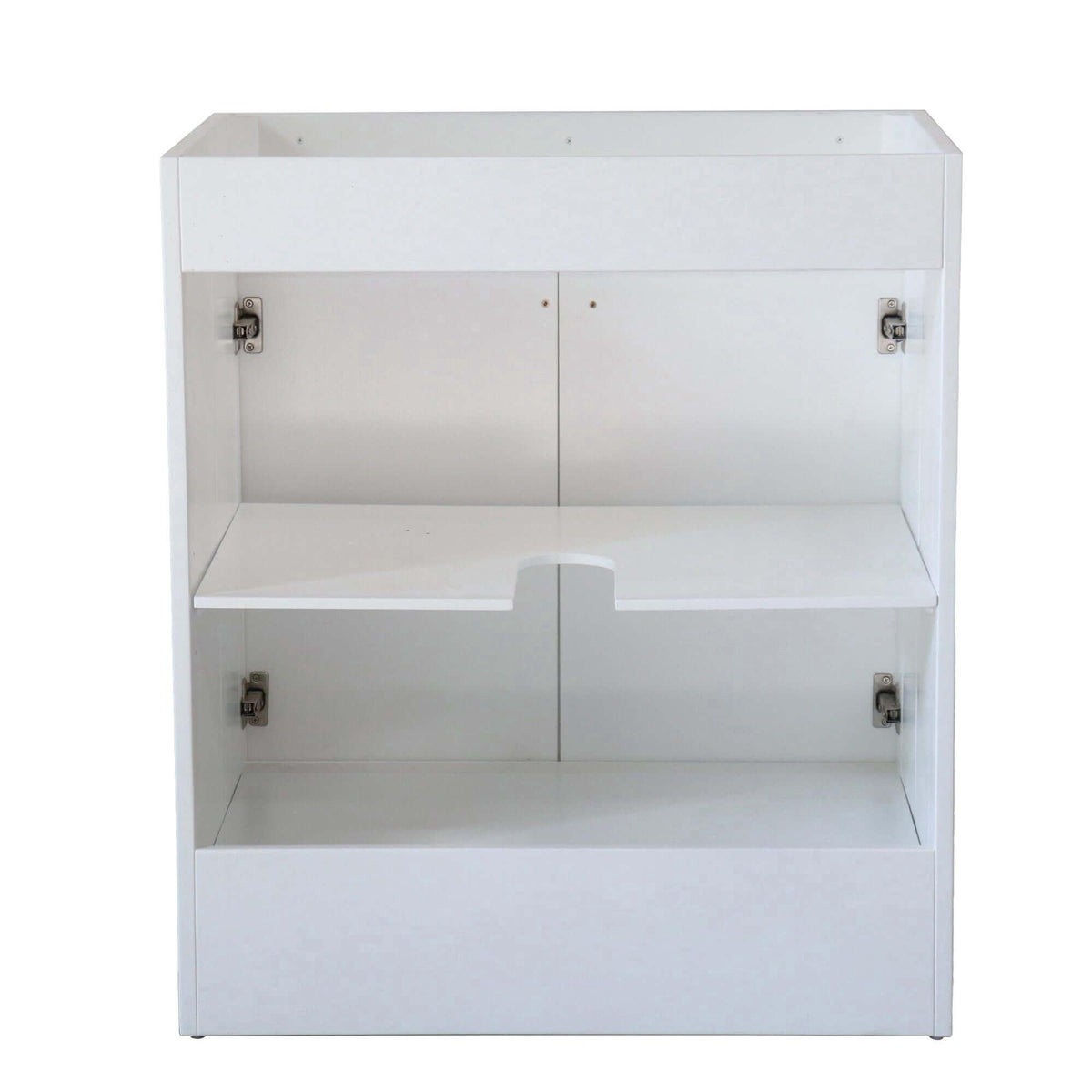 30 in. Single Sink Foldable Vanity Cabinet, White Finish, Matte Black hardware, back