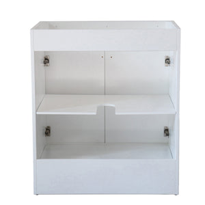 30 in. Single Sink Foldable Vanity Cabinet, White Finish, Matte Black hardware, back