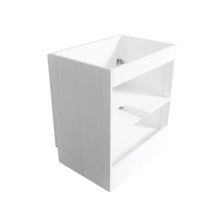 30 in. Single Sink Foldable Vanity Cabinet, White Finish, Brushed Nickel hardware, 