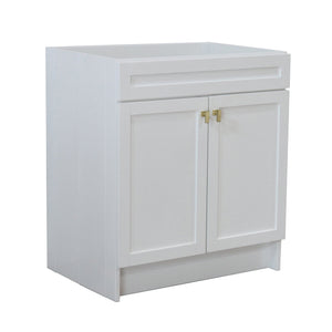 30 in. Single Sink Foldable Vanity Cabinet, White Finish, Brushed Gold hardware, 