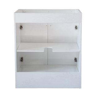 30 in. Single Sink Foldable Vanity Cabinet, White Finish, Brushed Gold hardware,  back