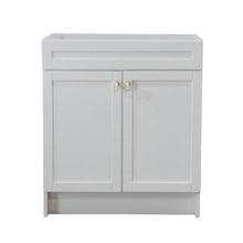 Load image into Gallery viewer, 30 in. Single Sink Foldable Vanity Cabinet, White Finish, Brushed Gold hardware, 