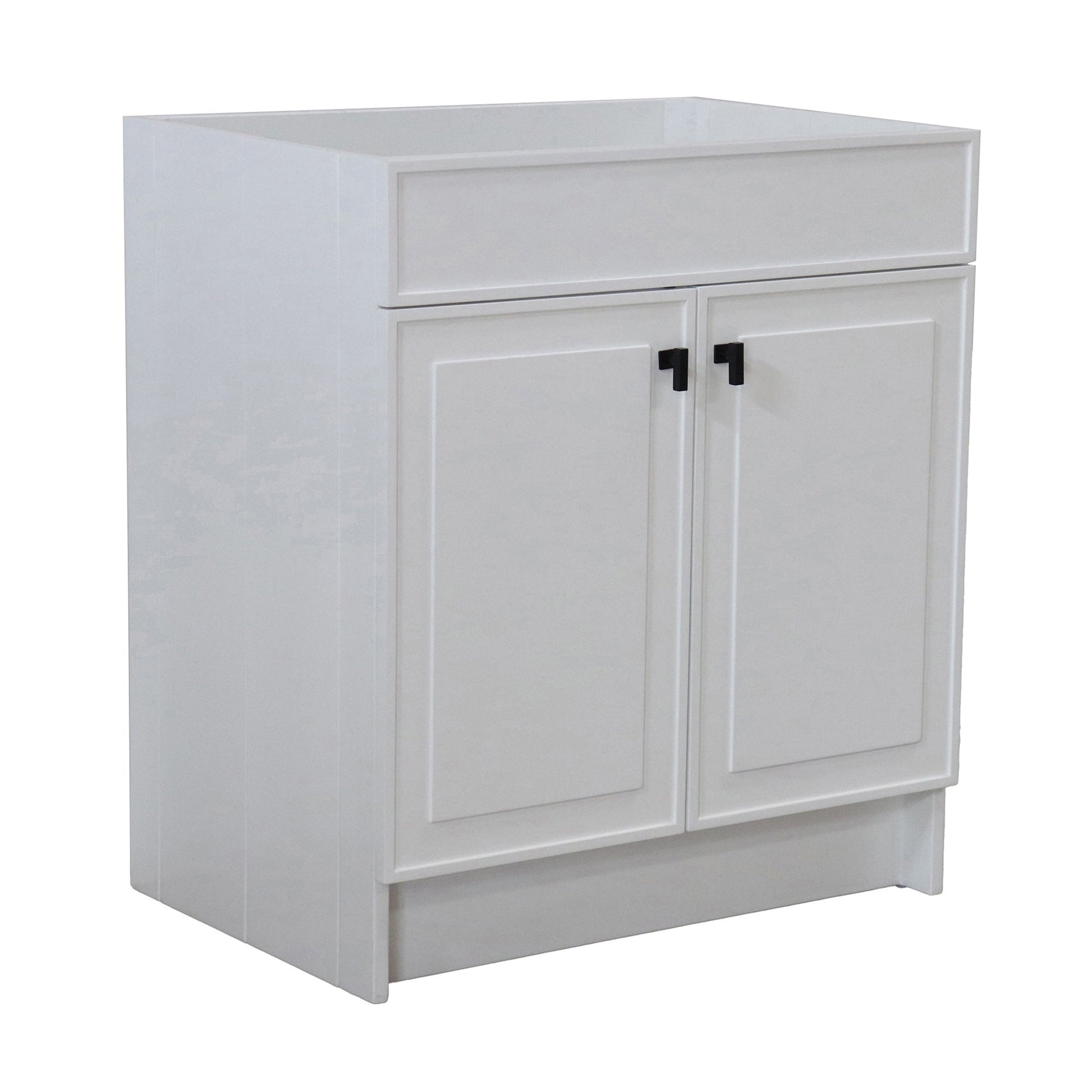 White 30 in. Single Sink Foldable Vanity Cabinet, Matte Black, Hardware Finish