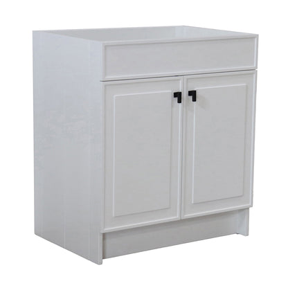 White 30 in. Single Sink Foldable Vanity Cabinet, Matte Black, Hardware Finish