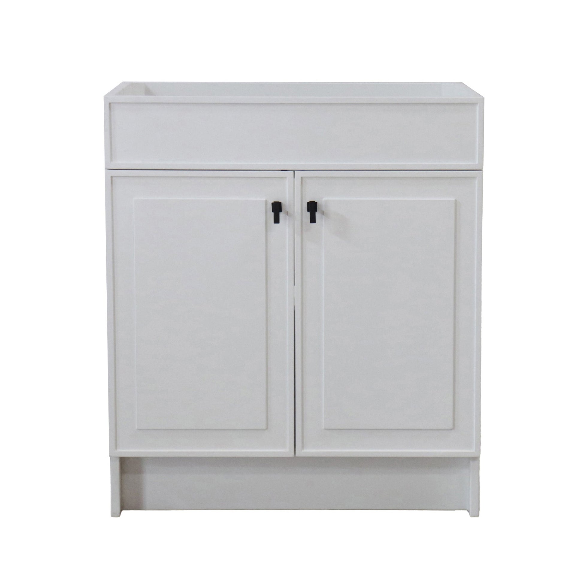 White 30 in. Single Sink Foldable Vanity Cabinet, Matte Black, Hardware Finish