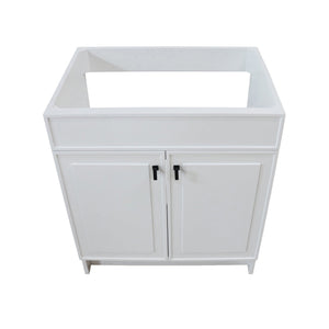 White 30 in. Single Sink Foldable Vanity Cabinet, Matte Black, Hardware Finish