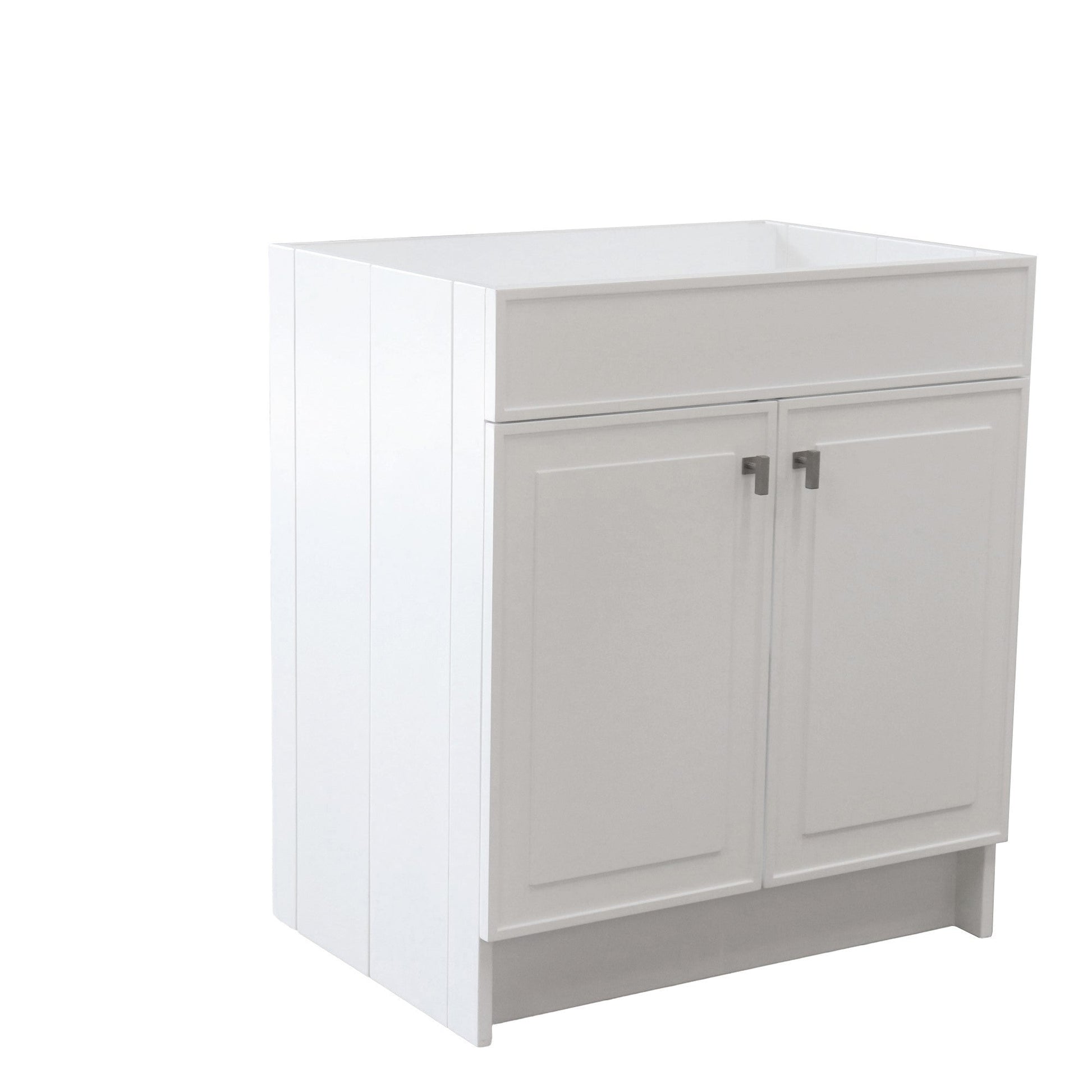 White 30 in. Single Sink Foldable Vanity Cabinet, Brushed Nickel, Hardware Finish