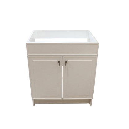 White 30 in. Single Sink Foldable Vanity Cabinet, Brushed Nickel, Hardware Finish