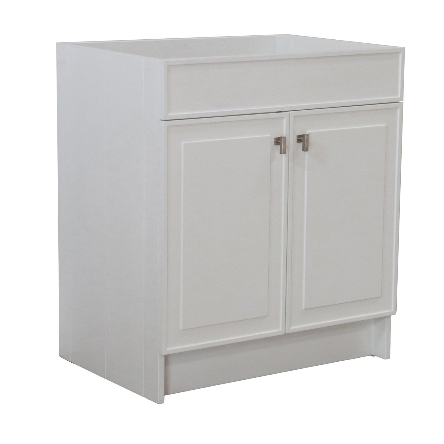 White 30 in. Single Sink Foldable Vanity Cabinet, Brushed Nickel, Hardware Finish