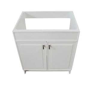 White 30 in. Single Sink Foldable Vanity Cabinet, Brushed Nickel, Hardware Finish