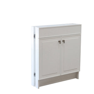 White 30 in. Single Sink Foldable Vanity Cabinet, Brushed Nickel, Hardware Finish, folded