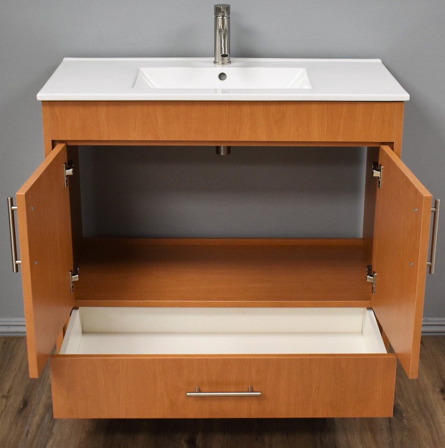 Pacific 36" vanity Honey Maple MTD-3136HM-14 front open