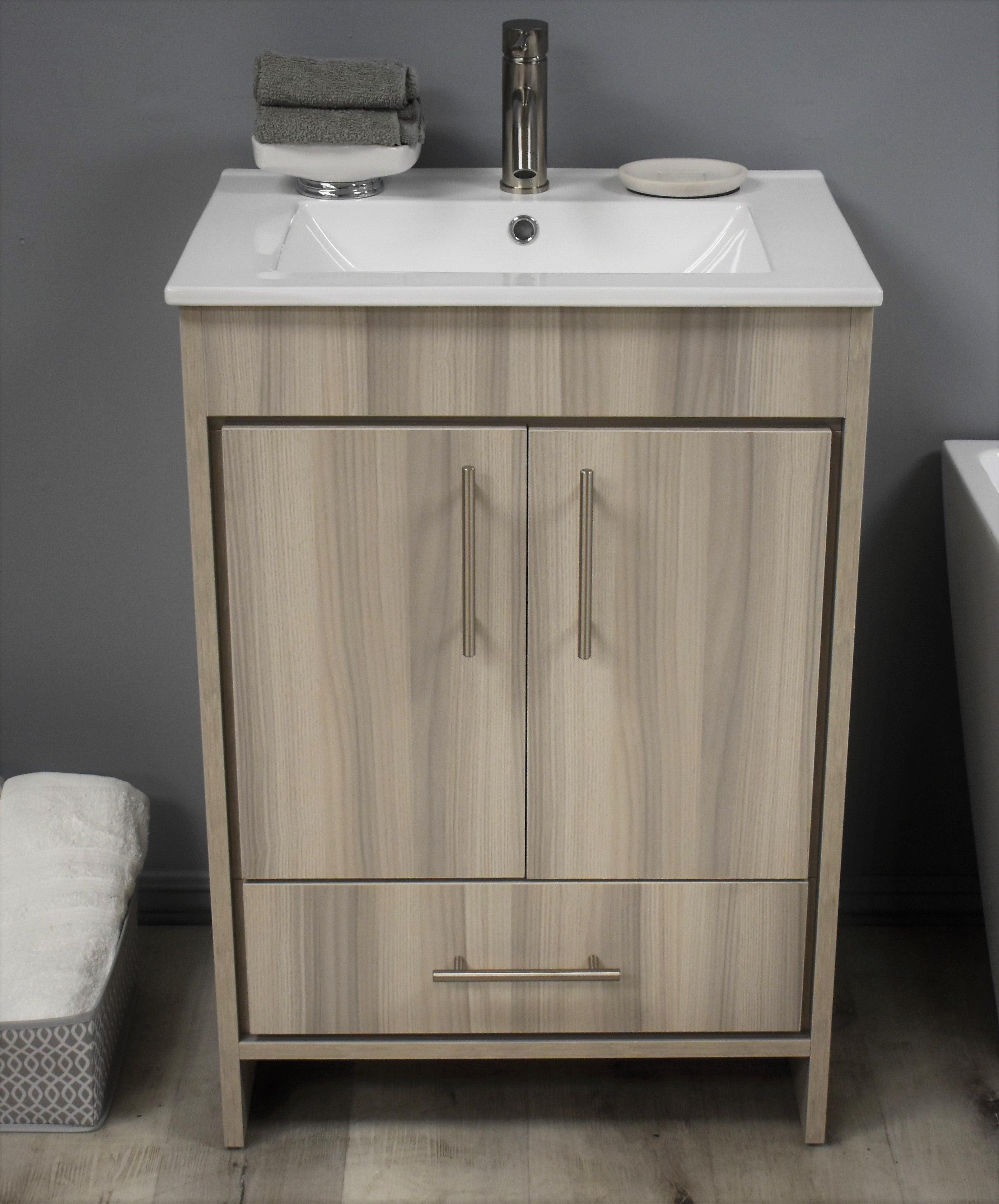 Volpa USA Pacific 24" Modern Ash Grey Bathroom Vanity MTD-3124AG-14 FSC