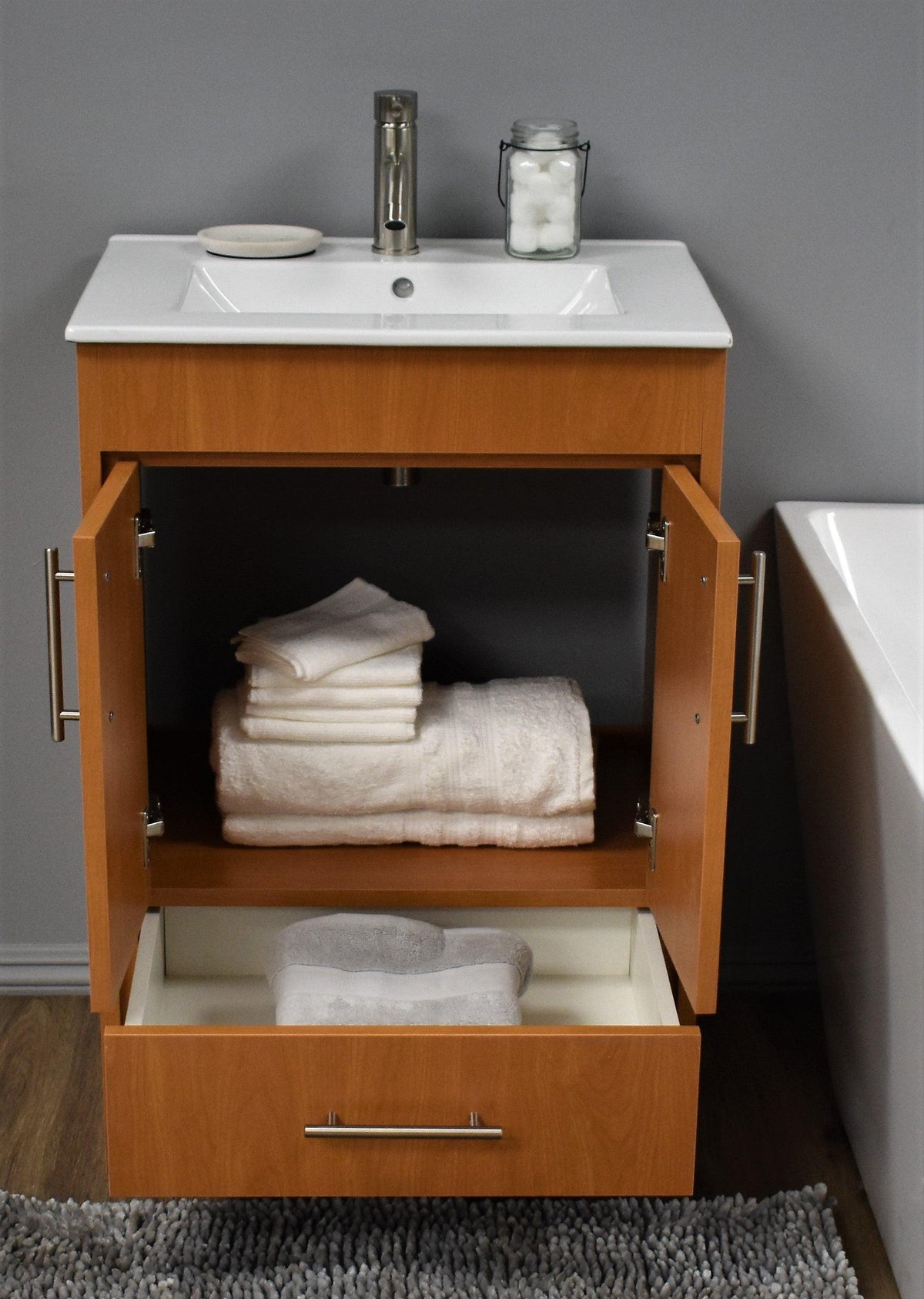 Volpa USA Pacific 24" Modern Honey Maple Bathroom Vanity MTD-3124HM-14 FSO
