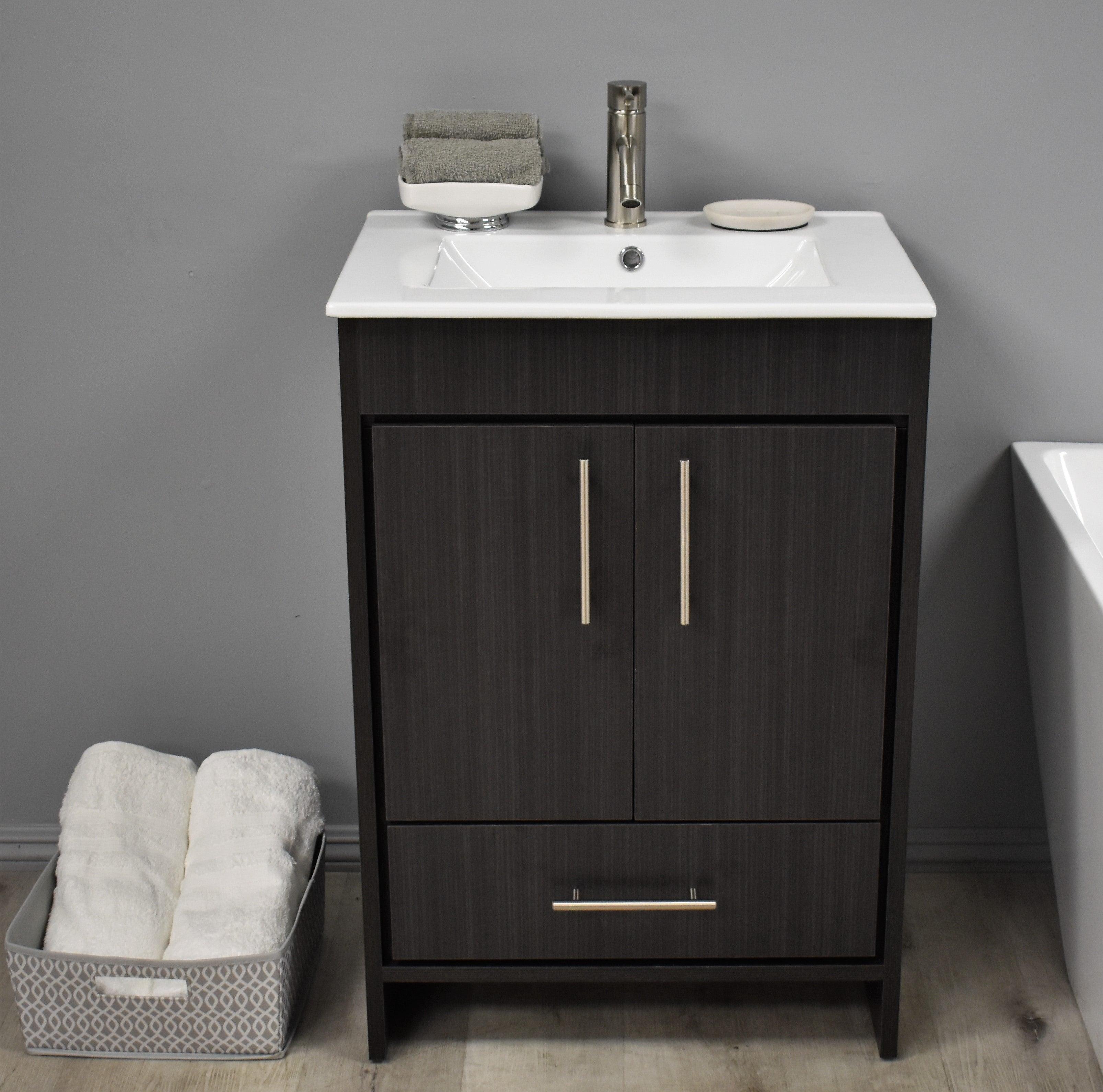 Volpa USA Pacific 24" Modern Black Ash Bathroom Vanity MTD-3124BA-14 FSC