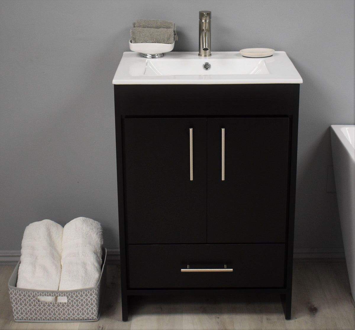 Volpa USA Pacific 24" Modern Black Bathroom Vanity MTD-3124BK-14 FS