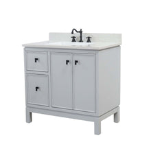 Load image into Gallery viewer, French Gray 37 in. Single Sink Vanity with Engineered Quartz Top, Matte Black Hardware