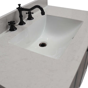 French Gray 37 in. Single Sink Vanity with Engineered Quartz Top, Matte Black Hardware