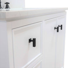 Load image into Gallery viewer, White 37 in. Single Sink Vanity with Engineered Quartz Top, Matte Black Hardware