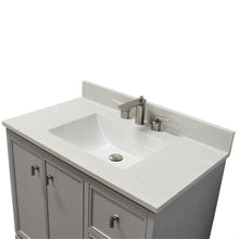 Load image into Gallery viewer, Franch Gray 37 in. Single Sink Vanity with Engineered Quartz Top, Brushed Nickel Hardware