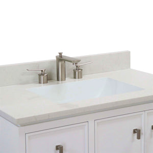 Franch Gray 37 in. Single Sink Vanity with Engineered Quartz Top, Brushed Nickel Hardware