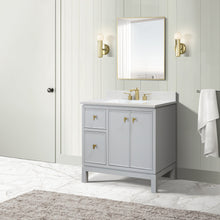 Load image into Gallery viewer, Franch Gray 37 in. Single Sink Vanity with Engineered Quartz Top, Brushed Gold Hardware