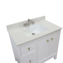 Load image into Gallery viewer, White 37 in. Single Sink Vanity with Engineered Quartz Top, Brushed Gold Hardware