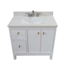 Load image into Gallery viewer, French Gray or White 37 in. Single Sink Vanity with Engineered Quartz Top