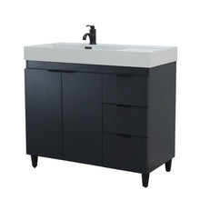 Load image into Gallery viewer, Dark Gray 39 in. Single Sink Freestanding Vanity,  Light Gray Composite Granite Sink Top, Matte Black Hardware