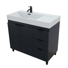 Load image into Gallery viewer, Dark Gray 39 in. Single Sink Freestanding Vanity,  Light Gray Composite Granite Sink Top, Matte Black Hardware