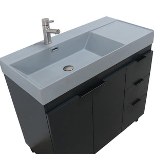 Dark Gray 39 in. Single Sink Freestanding Vanity,  Dark Gray Composite Granite Sink Top, Matte Black Hardware