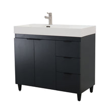 Load image into Gallery viewer, Dark Gray 39 in. Single Sink Freestanding Vanity, White Composite Granite Sink Top, Matte Black Hardware