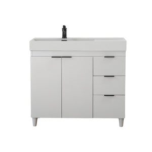 French Gray 39 in. Single Sink Freestanding Vanity, Light Gray Composite Granite Sink Top, Matte Black Hardware
