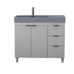French Gray 39 in. Single Sink Freestanding Vanity, Dark Gray Composite Granite Sink Top, Matte Black Hardware