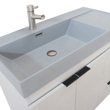 Load image into Gallery viewer, French Gray 39 in. Single Sink Freestanding Vanity, Dark Gray Composite Granite Sink Top, Matte Black Hardware