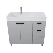 Load image into Gallery viewer, French Gray 39 in. Single Sink Freestanding Vanity, White Composite Granite Sink Top, Matte Black Hardware